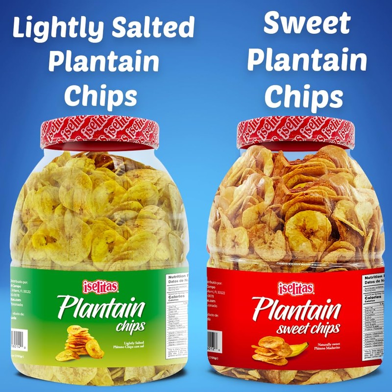 Iselitas | Plantain chip Salted Party Size Jar | Thin