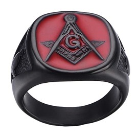 PikaLF Masonic Ring for Men, Masonic Freemason Ring, Retro Freemason Symbol Masonic Rings, Hip Hop Biker Ring, Vintage Religious Amulet Ring, Punk Masonic Jewelry Gift for Men Boys (V1/2)