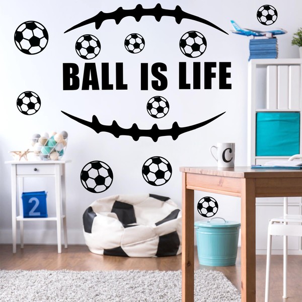Football Wall Decals Vinyl Soccer Wall Stickers Removable Sport Ball