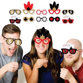 Big Dot of Happiness Las Vegas Glasses - Paper Card Stock Casino Party Photo Booth Props Kit - 10 Count