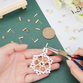 UNICRAFTALE Pack of 50 Gold Rectangle Stud Earrings, 10 mm Long, Stainless Steel Stud Earrings with Loop, 0.8 mm Pin, DIY Earring Accessories, Earring Components, Hypoallergenic Earring Hooks for DIY