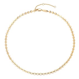 MEVECCO Gold Coin Choker Necklace,14K Gold Plated Dainty Cute Tiny Coin Disc Chain Choker Necklace for Women (Coin)