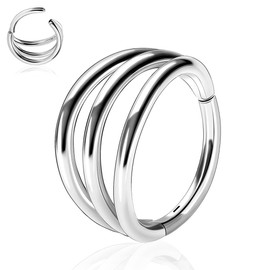 HENYQANN Piercing Ring Septum Piercing Conch Piercing Nose Ring Piercing Daith Helix Piercing Cartilage Earring Belly Tragus Piercing Gold Silver 16/18G 8/10 mm, Stainless Steel