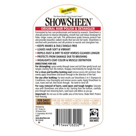 Absorbine ShowSheen Hair Polish & Detangler 32oz Refill Bottle, Horse and Dog Coat, Mane and Tail, Instant Detangling & Reduces Hair Breakage for Healthy Grooming & Radiant Shine