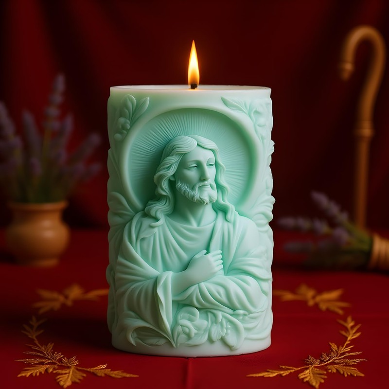 Jesus Candle Mold Religious Jesus Cylinder Resin Casting Silicone Molds