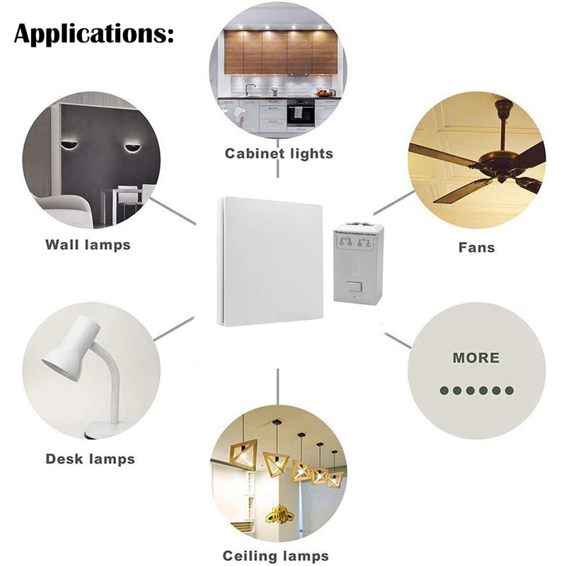 Black Kinetic Wireless Switch Kit, IP65 Waterproof Push Button Switch,