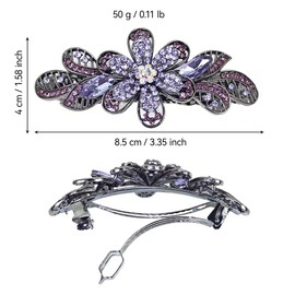 Hair Barrettes for Women and Girls Fashion Hair Clips, Elegant Sparkly Glitter Rhinestones Flower Hairpin Hair Accessories 2PCS (Cherry Pink)