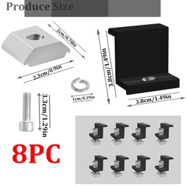 Gamrong Pack of 8 30 mm Black Centre Clamp, Solar Panel Edge Clamp Brackets, Solar Panel Bracket End Clamp Kit, Solar End Clamp for Motorhomes Walls, Black/PV Solar Module Fixings on the Roof