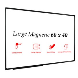JILoffice Large Magnetic White Board, Dry Erase Board 60 x 40 Inch, Black Aluminum Frame Wall Mounted Board for Office Home and School