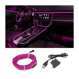 CGEAMDY Car LED Interior Lighting, Car Atmosphere Light Lamp, Soft DIY Refit Decorative Light, 500 cm Ambient Lighting Atmosphere Neon Light Strip Light (Purple)