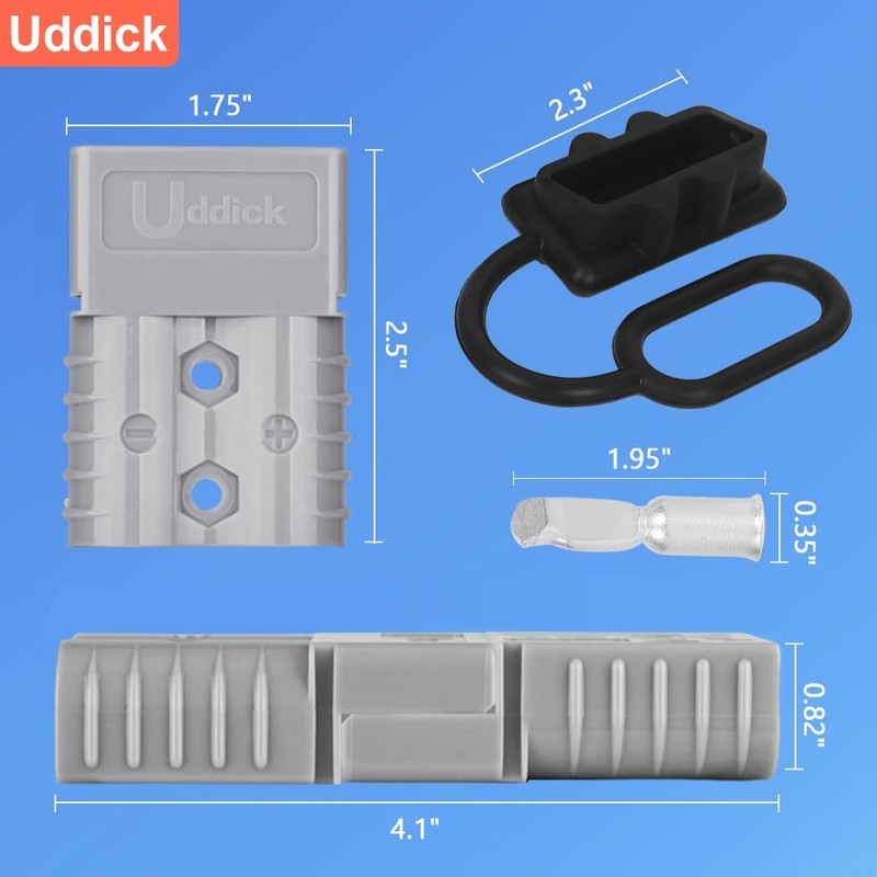 Uddick 120A Battery Quick Disconnect Connecteur with Dust Cover, 600V