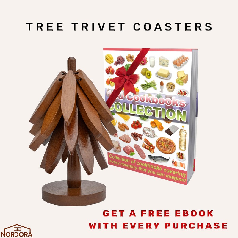 Wooden trivets for hot Dishes – 4 Tree-Shaped Coasters &