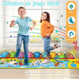 ZJTZJY Alfombrilla de Música para Niños,Teclado de Piano de Música Táctil Plegable,Piano de Pedales para Niños,Navidad,Regalo de Cumpleaños para Niños y Niñas de años,Regalos día del niño (85x 30cm)