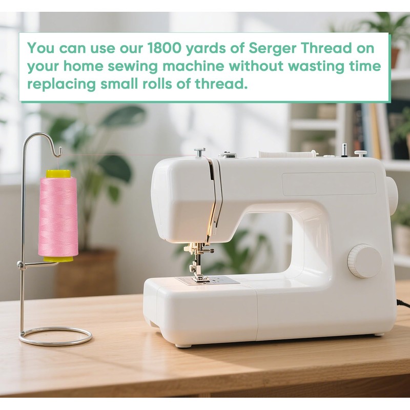 StiVerse 1800 Yards Serger Thread-Black, All Purpose Thread for Sewing,