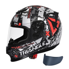 TRIANGLE Kids Motorcycle Helmets Youth Full Face Helmet Lightweight with 2 Visors DOT Approved