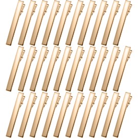 LICQIC 30 Pcs Crocodile Hair Clips, Metal Duckbill Alligator Hair Clips, for DIY Hair Extensions (Gold, 66 mm)
