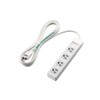 ELECOM T-T1A-3425WH Power Tap, 3-Pin, 4 Outlets, 8.2 ft (2.5