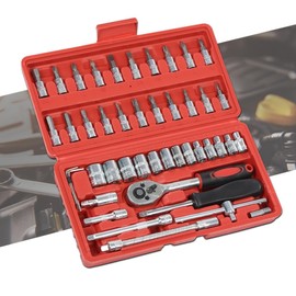 CHEDA 46Pcs Set 1/4" Ratchet Wrench Combination Socket Tool Set Kit Auto Car Repair Tool