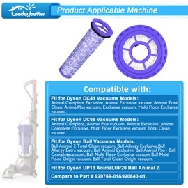 Leadaybetter Filter Replacement for Dyson Animal Ball DC41 DC65 DC66 UP13 UP20 Multi Floor Upright Cordless Vacuum, 2 Hepa Post & 2 Pre Filters, Compare to Part # 920769-01&920640-01