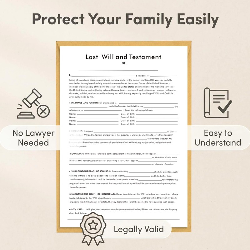 Last Will and Testament Kit, Joyfulmap Simple Will Forms –