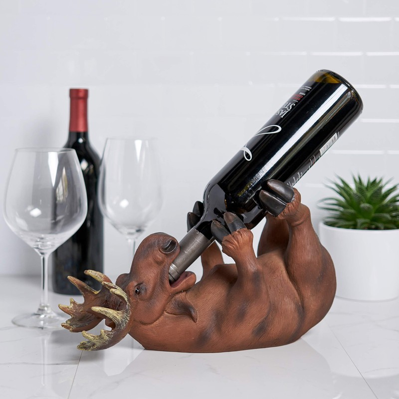 True Moose Tabletop Wine Bottle Holder Countertop Kitchen Centerpiece Decor
