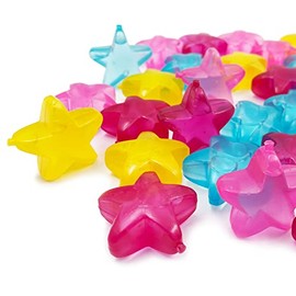 cubeta de hielo reutilizable, 40 cubitos de hielo de plástico, de congelación rápida y fácil de limpiar, cubos de hielo falsos para hacer bebidas frías y atractivas, bolsas de almuerzo, enfriadores (forma de estrellas)