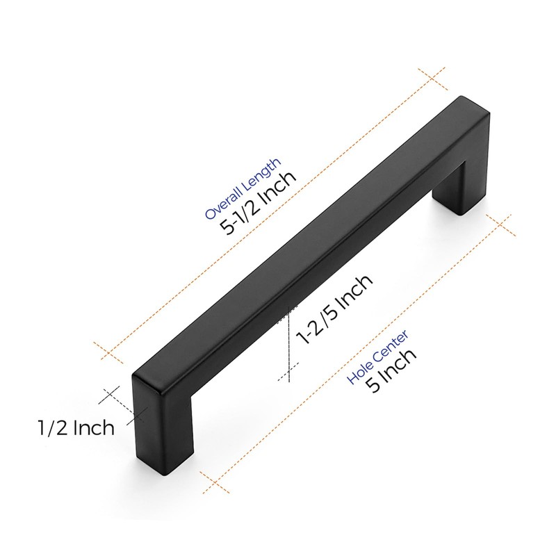 Ravinte 10 Pack 5 Inch Matte Black Kitchen Square Cabinet