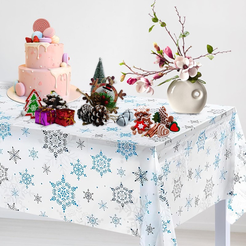 Christmas tablecloth, 3 pieces snowflake tablecloth, Christmas snowflake tablecloth, Christmas