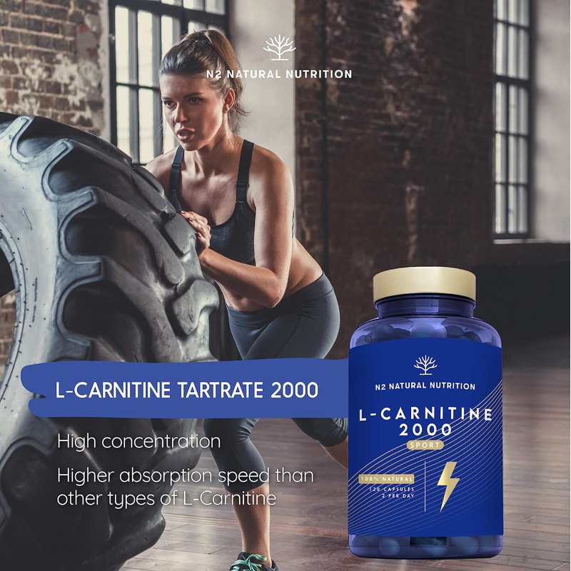 Natural L CARNITINE 2000 mg Tablets. 120 Capsules 2 Months.