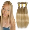 MLMYBAYEA Blonde Bundles Human Hair P27/613 Straight Bundles 10 12