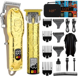LQT Men’s Gold Hair Clippers, Cordless Professional Barber Clippers & Trimmers with LED Display, Long Runtime, Electric Grooming Kit for Haircuts & Beard Trimming,Gift for Husband, Father, Boyfriend