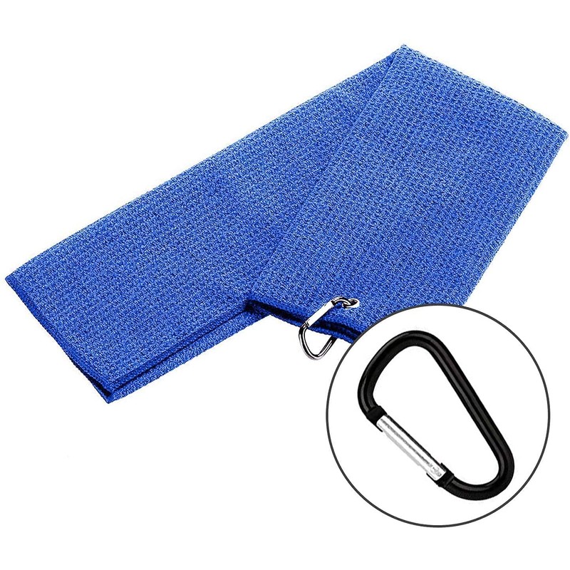 Y8HM Premium Microfiber Waffle Pattern Tri-fold Golf Towel with Carabiner