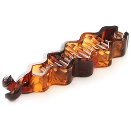 JewelVOX Hair Accessories, Simple Wave Banana Clip, BY-B114, Tortoise Shell