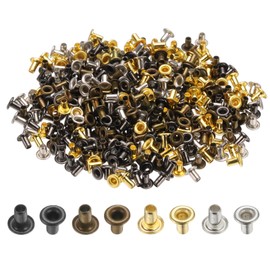 sourcing map 400Pcs Super Tiny Grommets Kit Metal Eyelets 1.5mm/0.06" Hole Grommet Self Backing for Shoes Clothes Belt Bag DIY Project, 4 Colors