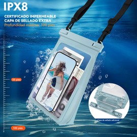 Bolsa Grande Impermeable para Teléfono Celular,Impermeable con Tira De Sellado,Bolsa Seca para Teléfonos Celulares para Todos Los Dispositivos,Adecuada para Playa (Azul Claro)