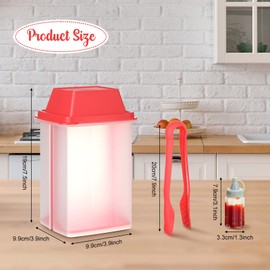 Pickle Container with Strainer 2 Pcs Jalapeno Container 40.5 oz with Pickled Tongs 4 Pcs Sauce Bottles Large Plastic Pickle Jar with Lifter Pickle Keeper for Cornichon Olive Gherkins Food(Red)