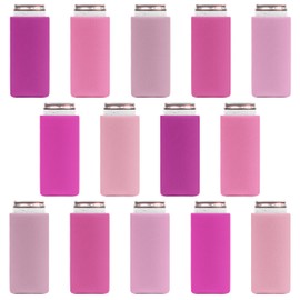 Slim Can Cooler Sleeves (14-Pack) Soft Insulated Slim Can Coolers for White Claw Seltzer & Slim Beer - HTV Blanks for Vinyl Projects - Skinny Can Koolies Bulk - Tall Can Koolie - Can Cozy for Slim Can