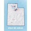 Utah Ski Resorts Map 18x24 Poster (White & Light Blue)