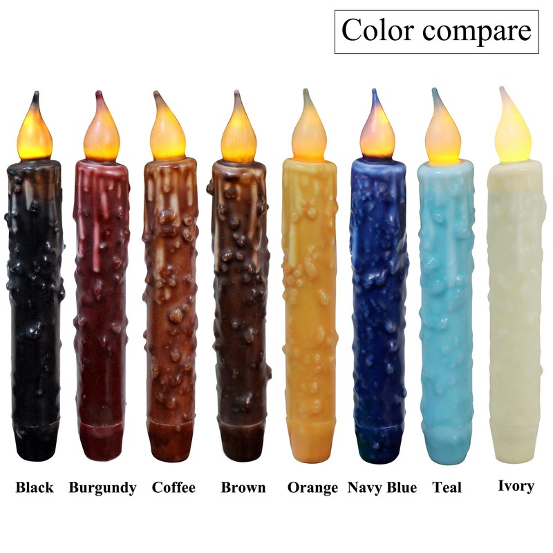 CVHOMEDECO. Real Wax Hand Dipped Battery Operated LED Timer Taper