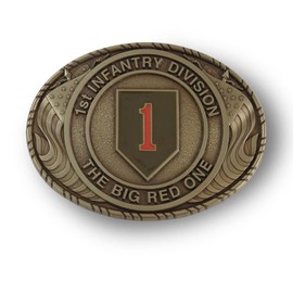 Indiana Metal Craft US ARMY 1ST Infantry Division Double USA Flag Solid Brass Belt Buckle - Made In USA