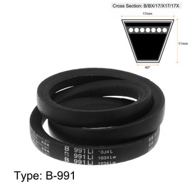 sourcing map B-991 V-Belts Drive Belt 991mm(39") Inner Girth 17mm Top Width B Section Rubber for Power Transmission