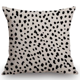 Swono Polka Dots Decorative Throw Pillow Cover Case, Brush Strokes Dots Cotton Linen Outdoor Pillow Cases Square Standard Cushion Covers for Sofa Couch Bed Car 18x18 inch