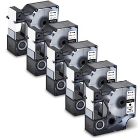 GREENCYCLE Label Maker Tape 53713 S0720930 Compatible for DYMO D1 Cartridge 1" (24mm) x 23ft (7m) for LabelManager 450D 500TS LabelWriter 450 Duo MobileLabeler (Black on White, 5 Pack)