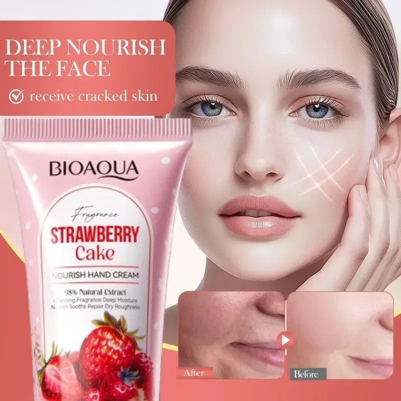 Kit Facial Y Corporal Pastel De Fresa Bioaqua Con 3