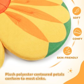 YooxArmor Baby Bath Flower for Sink, Non-Slip Flower Bathtub for Infants 0-6 Months, Soft Baby Sink Bath Cushion for Babies Bath Time, Newborns Bath Essentials Must Haves-Sunflower