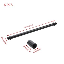 KUMGROT 6 PCS Straight Pipe Lamp Stem Kit with Connector Light Fixture Parts Lamp Making Kit Black Ceiling Light Extension Rod for Pendant Lights, 7.87" (200mm) Long