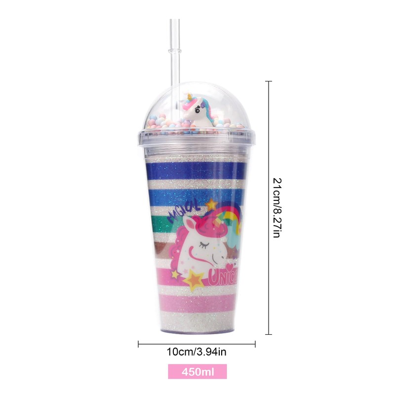 Forreen Drinking Cup with Lid and Straw Reusable 450 ml