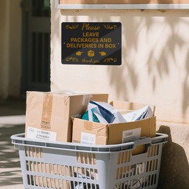 YIKIADA Please Leave Packages and Deliveries Sign with Pre-Drilled Holes 12 × 8 Inches Acrylic Delivery Instructions Signage Weatherproof Fade Resistant for Home Office Shop