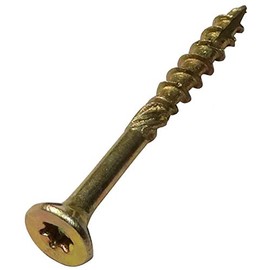 AERZETIX - C44455 - Set of 100 - Wood Screws Diameter 3.5 x 35 mm Countersunk Head with Imprint Star T15 - Made of Galvanised Steel Yellow - Mounting Thread Tension Fixing Roof Plywood Chipboard