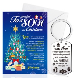 HOWAF Son Christmas Card, Christmas Cards Son Xmas Card Son Christmas Card for Son Christmas Cards for Son Christmas Keyring Son Keyring from Mum Dad Christmas Gifts for Son Gifts